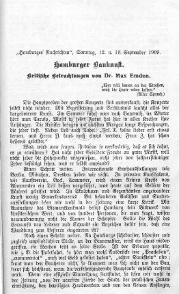 Hamburger Baukunst. Kritische Betrachtungen von Dr. Max Emden.