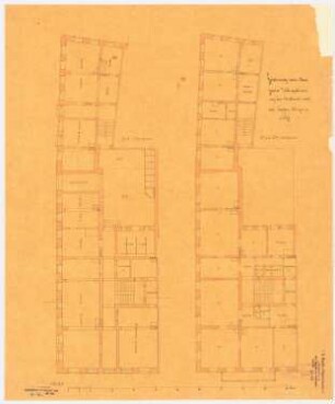 Wohngebäude, Neiße: Grundriss Erdgeschoss, Grundriss 1./2. Obergeschoss, Maßstabsleiste