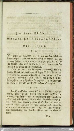 Zweiter Abschnitt. Sphärische Trigonometrie
