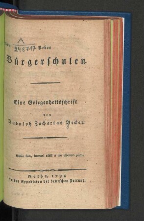 Ueber Bürgerschulen : Eine Gelegenheitsschrift