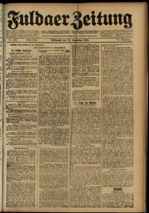 Erste Ausgabe vom Mittwoch, den 12. September 1917.