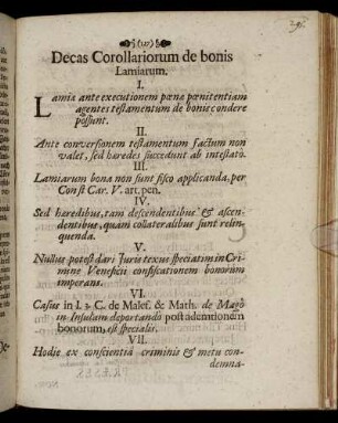 Decas Corollariorum de bonis Lamiarum.