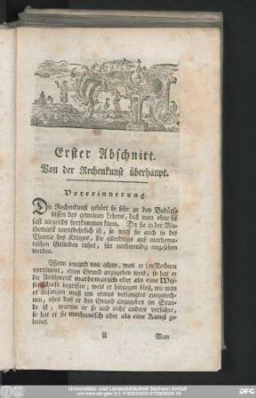 Erster Abschnitt. Von der Rechenkunst überhaupt.