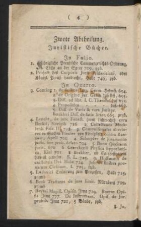 Zwote Abtheilung. Juristische Bücher