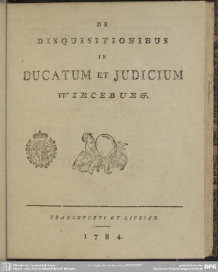 De Disquisitionibus In Ducatum Et Iudicium Wirceburg