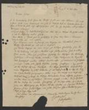 Brief von Friedrich Hofmeister an August Emanuel Fürnrohr