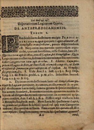 Disputationum Logicarum ..., 4. De Antepraedicamentis