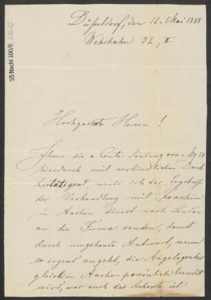 Brief an B. Schott's Söhne : 12.05.1888