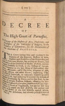 A Decree of the High Court of Parnassus