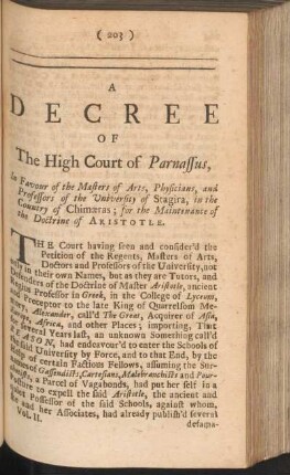 A Decree of the High Court of Parnassus