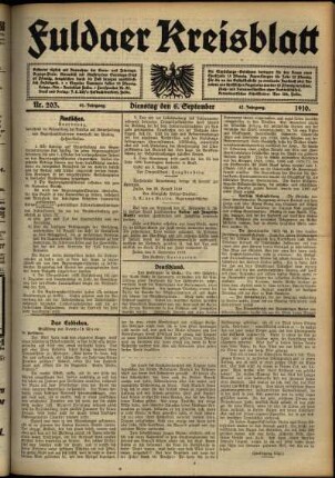 Ausgabe vom Dienstag, den 06. September 1910.