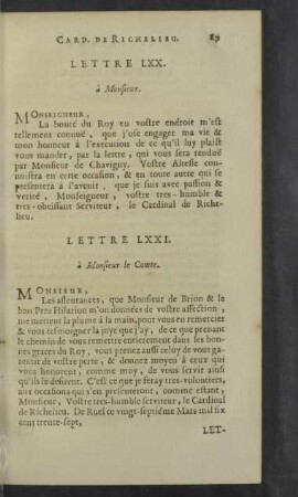 Lettre LXX. - LXXIX.