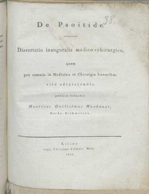De Psoitide : Dissertatio inauguralis medico-chirurgica