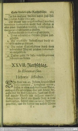 XXVII. Rathschlag. In Rheumatismo