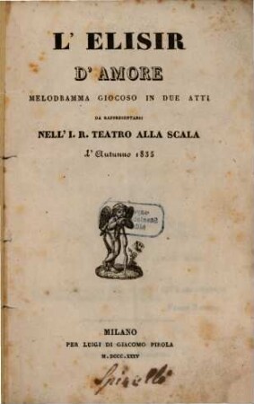 L' elisir d'amore : Melodramma giocoso in 2 atti