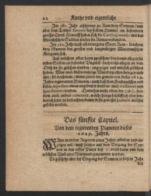 Das fünffte Capittel. Von dem regierenden Planeten dieses 1629. Jahrs.