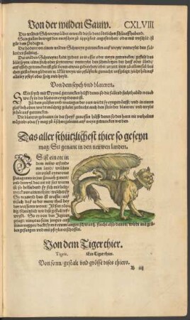Von dem Tiger thier. Tigris. Ein Tiger thier.