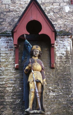 Xanten - Rolandfigur : Rolandfigur mit Standarte. Aufgenommen in Xanten, ca. 2001
