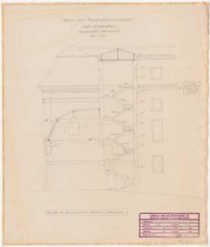 Dienstwohnung des Reichsaußenministers Joachim von Ribbentrop, Berlin-Mitte Umbau: Nördl. Vorderflügel Treppenhaus: Längsschnitt 1:50