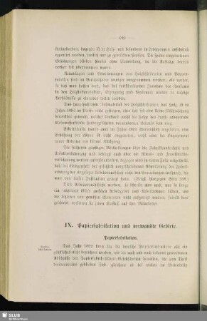 IX. Papierfabrikation und verwandte Gebiete