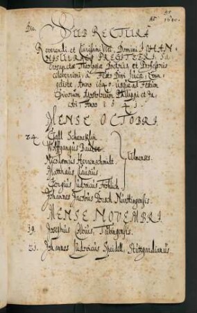 Winterhalbjahr 1640/1641. Rektorat Johann Ulrich Pregi(t)zer