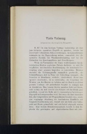Vierte Vorlesung. Allgemeine chirurgische Eingriffe