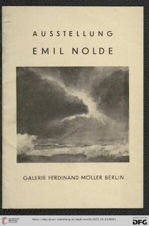 Verzeichnis der Gemälde, Zeichnungen, Aquarelle von Emil Nolde : 3. April bis 8. Mai 1937