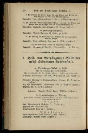 Heil- und Verpflegungs-Anstalten nebst Hebammen-Lehranstalt