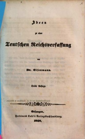 Ideen zu einer teutschen Reichsverfassung