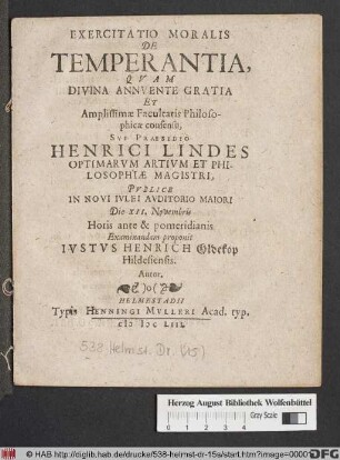 Exercitatio Moralis De Temperantia