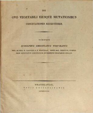 De ovo vegetabili eiusque mutationibus observationes recentiores