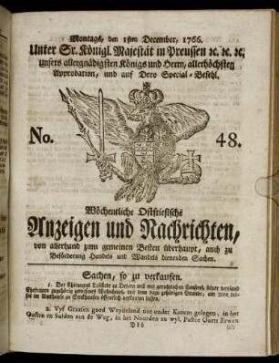 No. 48. Montags, den 1ten December, 1766.
