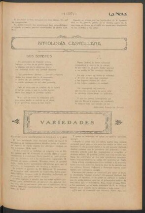 Antología castellana : Dos sonetos