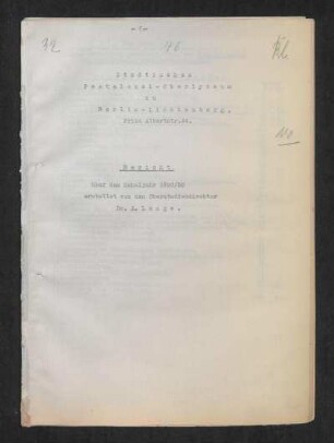 1929/30: Bericht über das Schuljahr ... - 1929/30