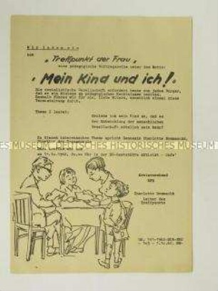 Hektografiertes Propagandaflugblatt der DFD zur Einladung zu einem Treffen der Frauen