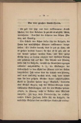Die drei großen Kunstschulen.