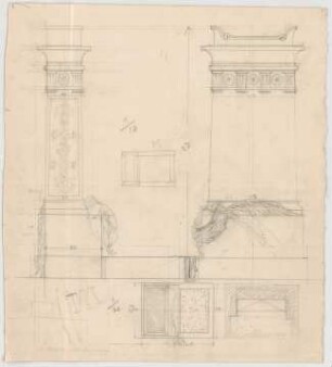 Thiersch, Friedrich von; Grabstein - Grundriss, Ansichten