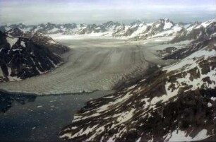 Kulusuk: Flug über die Küstenfjorde und Gletscher, Gletscherzungen von oben