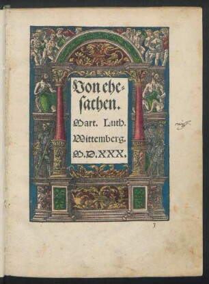 Von ehe=||sachen.|| Mart. Luth.||
