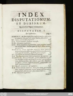 Index Disputationum, Et Dubiorum, Quae in hoc Opere continentur.