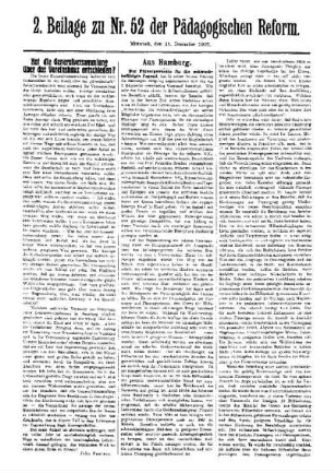 Hat die Generalversammlung über das Vereinshaus entschieden? : 2. Beilage zu Nr. 52 der Pädagogischen Reform