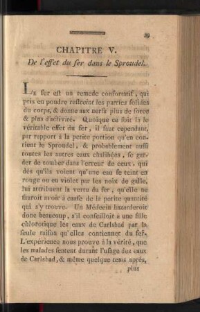 Chapitre V. De l'effet du ser dans le Sproudel