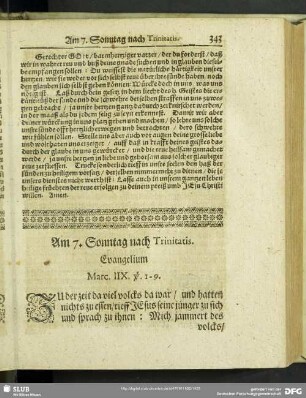 Am 7. Sonntag nach Trinitatis. Evangelium Marc. IIX. v. 1-9
