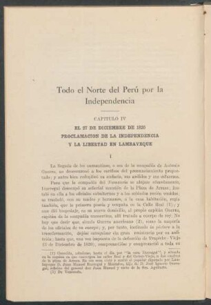 Todo el Norte del Perú por la Independencia : Capitulo IV - El 27 de diciembre de 1820, proclamación de la independencia a la libertad en Lambayeque