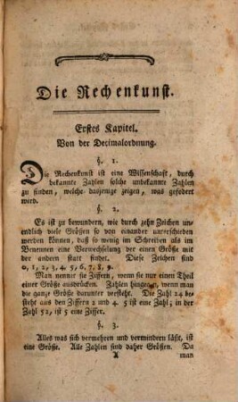 Die Rechenkunst : in zween Theilen