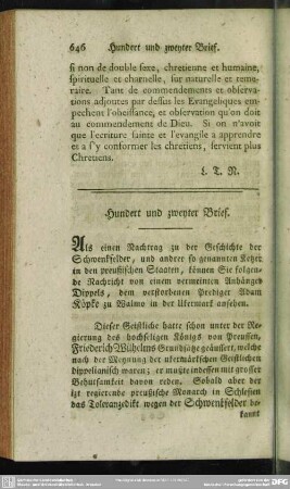 Hundert und zweyter Brief