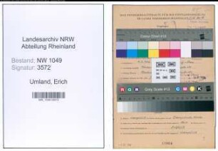 Entnazifizierung Erich Umland , geb. 04.08.1902 (Lokfuehrer)