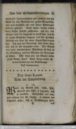 Das dritte Capitel. Von der Empfindung
