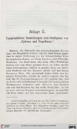 Beilage II: Topographische Bemerkungen zum Stadtplane von „Ephesos und Umgebung“