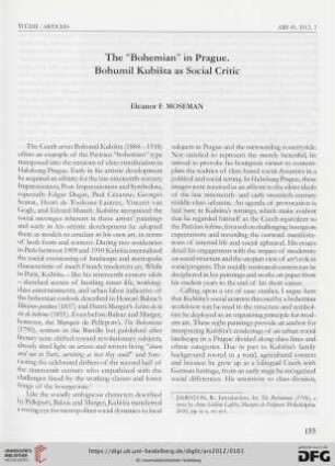 The "bohemian" in Prague : Bohumil Kubišta as social critic
